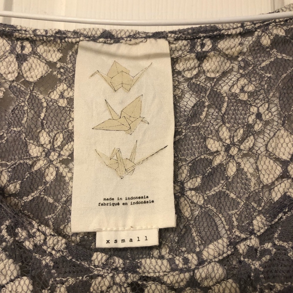 Anthropologie x small gray + white long sleeve top - Picture 3 of 3